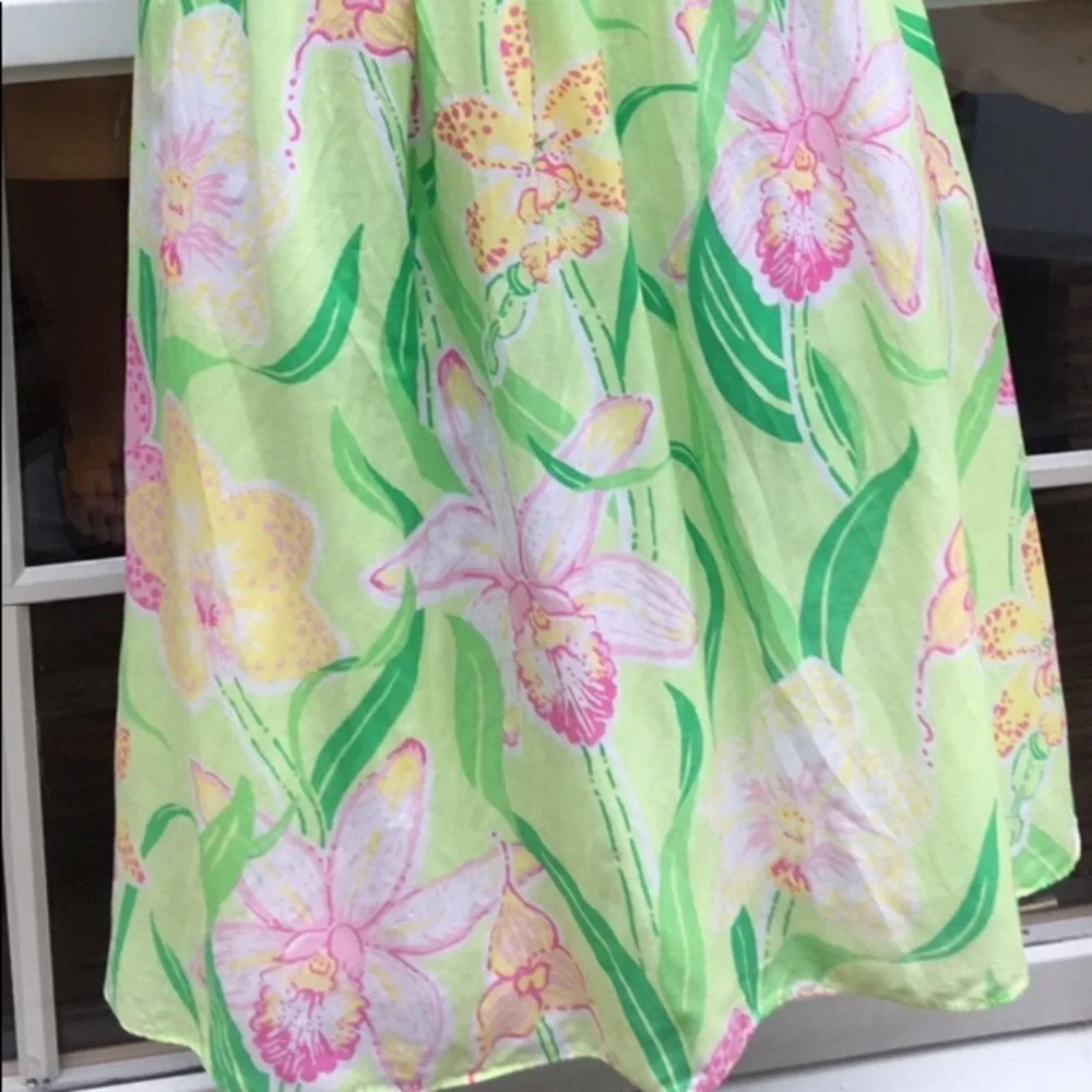 Lilly Pulitzer Dress Orchids silk Katrina size 4 white label high end Lilly - Picture 4 of 8